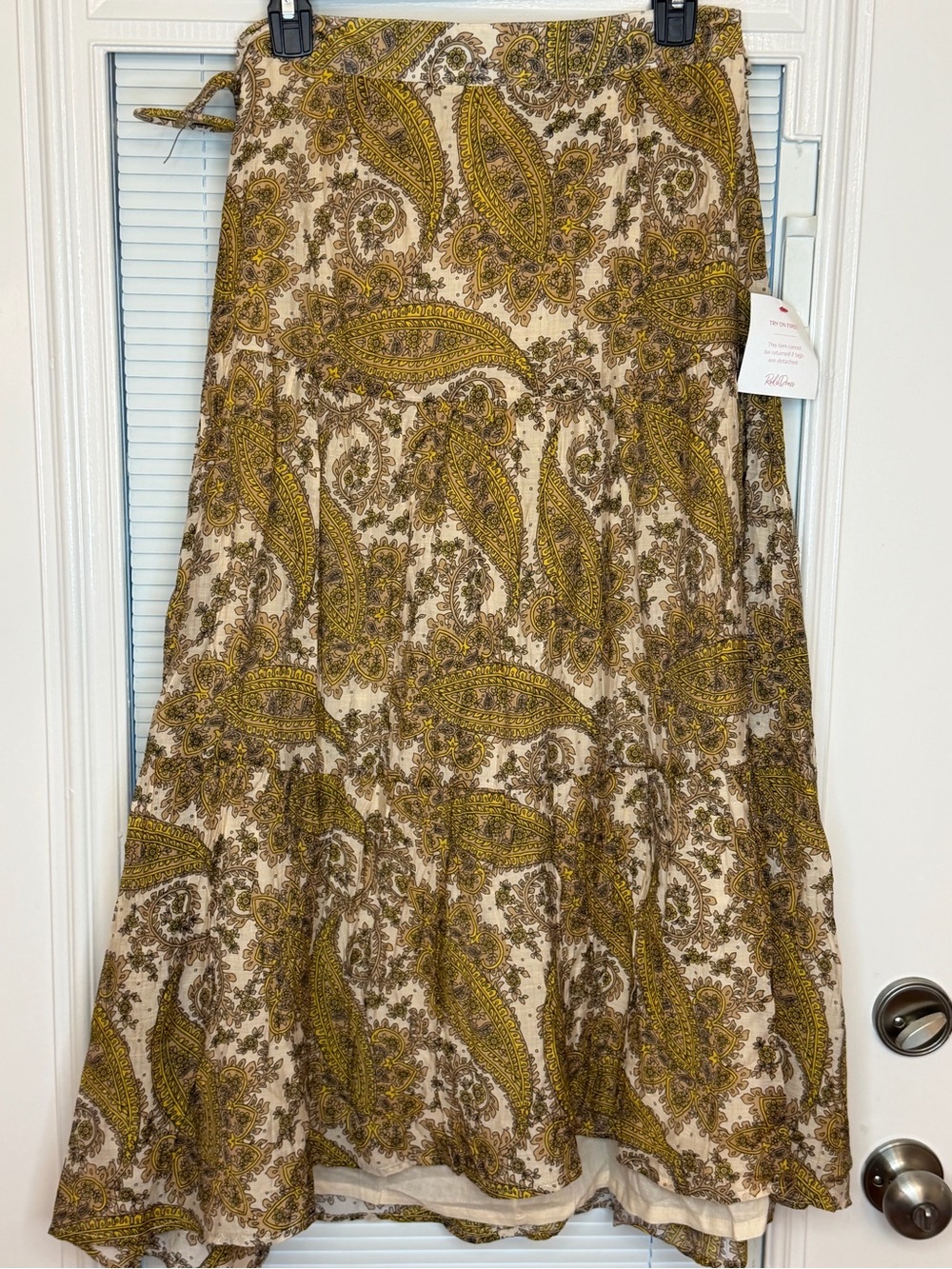 MINKPINK Cream Paisley Maxi Skirt with Mustard Accents medium